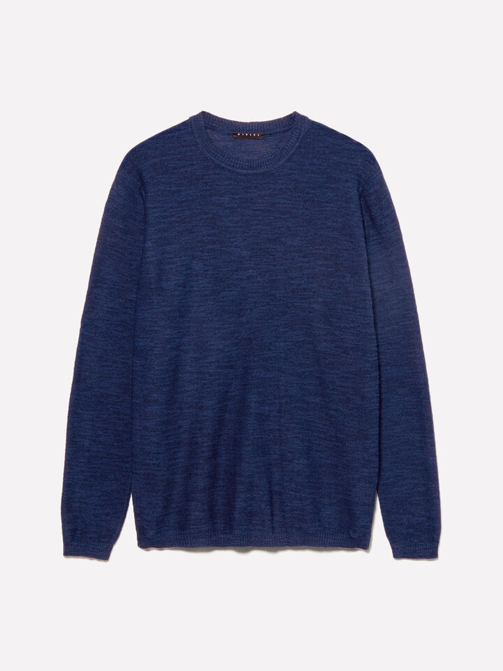 Camisola mélange azul-escuro - camisolas gola redonda para homem - Azul-Escuro | Sisley image number 6